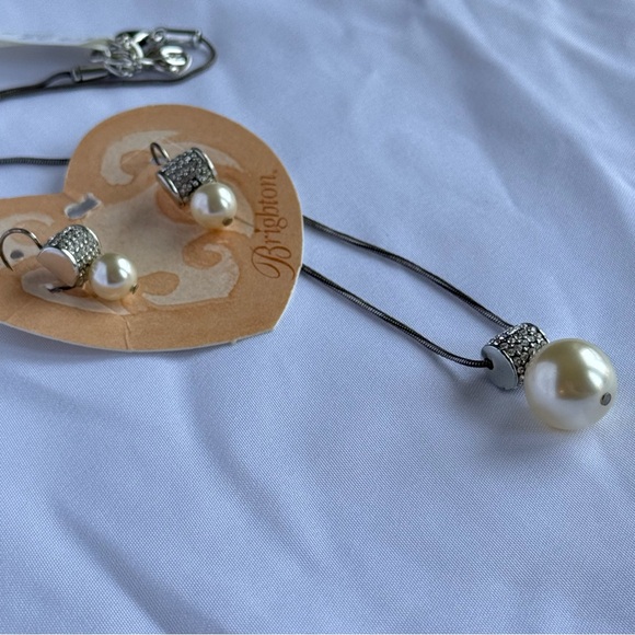 RETIRED Brighton “MERIDIAN” Pearl and Silver Necklace Earrings Set - Picture 6 of 6